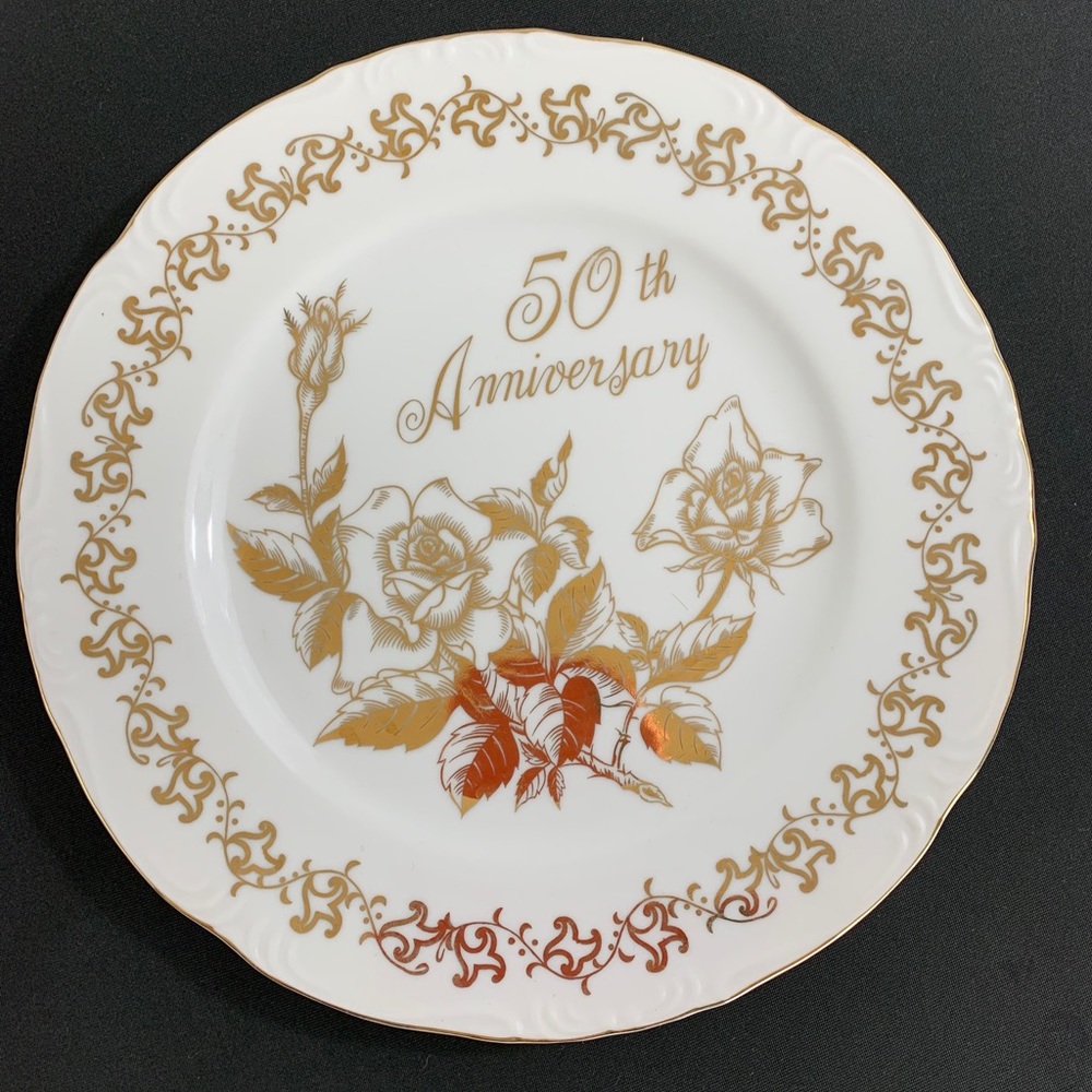 50th Anniversary Cake Plate Platter 1983 Royal Crown Arnart Imports Japan Raised